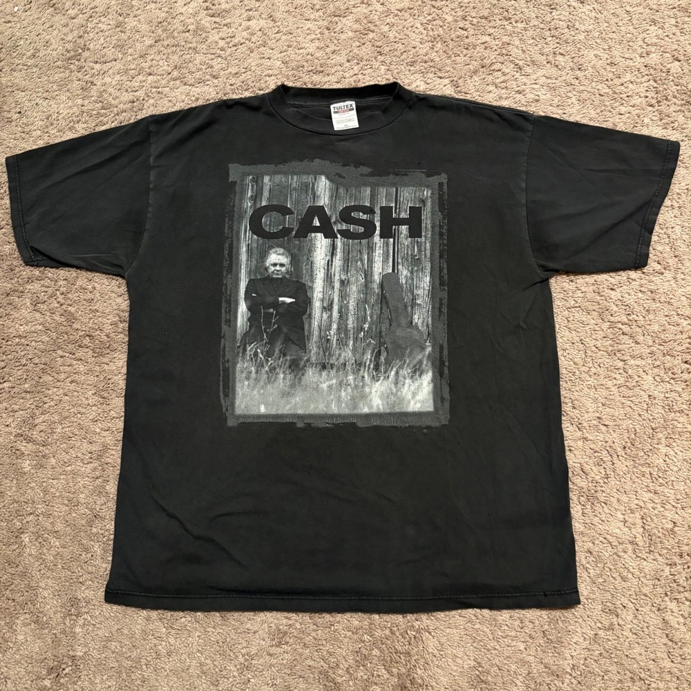 Vintage Black Johnny Cash Unchained Promo Music T-Shirt 2XL Tultex